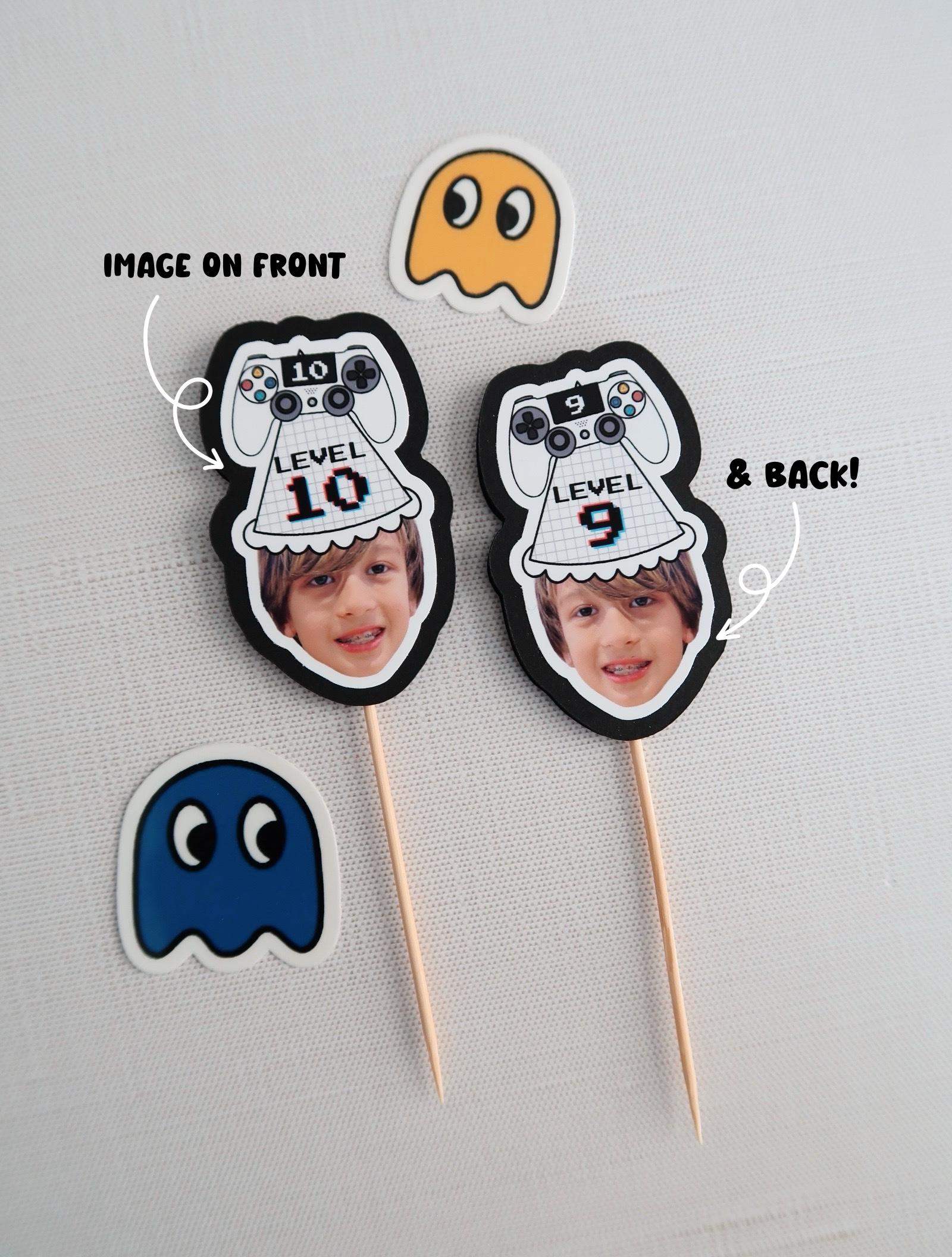 Gamer Birthday, Level Up, Game Over, Cupcake Toppers, Personalized ...