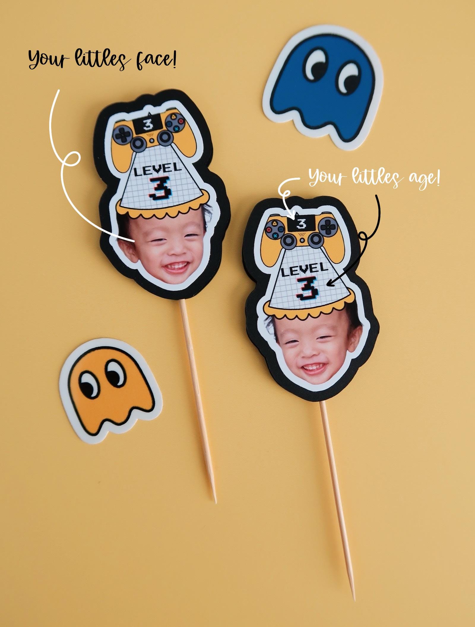 Gamer Birthday, Level Up, Game Over, Cupcake Toppers, Personalized ...