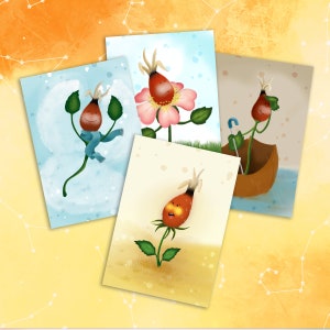 Postkarten-Set Jahreszeiten | 4 Postkarten mit kunstvollen Illustrationen der 4 Jahreszeiten | Karten für alle Anlässe