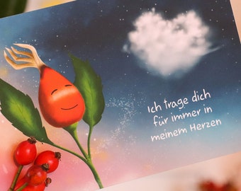 Postkarte "Herzen"  / Postkarte Freundschaft und Liebe / Süßer Bär