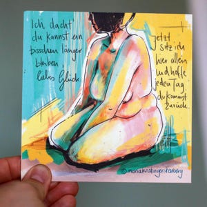Kunstprint "Liebes Glück" | Achtsamkeits Postkarte für mentale Gesundheit | 12x12