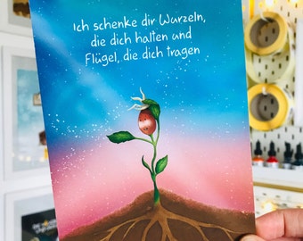 Postkarte "Wurzeln"  / Postkarte Freundschaft und Liebe / Süßer Bär