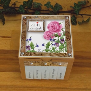 Geburtstag Garten Balkon ZEIT Geschenk Gutschein Gärtner Samen Verpackung Geld Natur Erlebniss Blumen Mutter Rose Kräuter Faltbox Karton