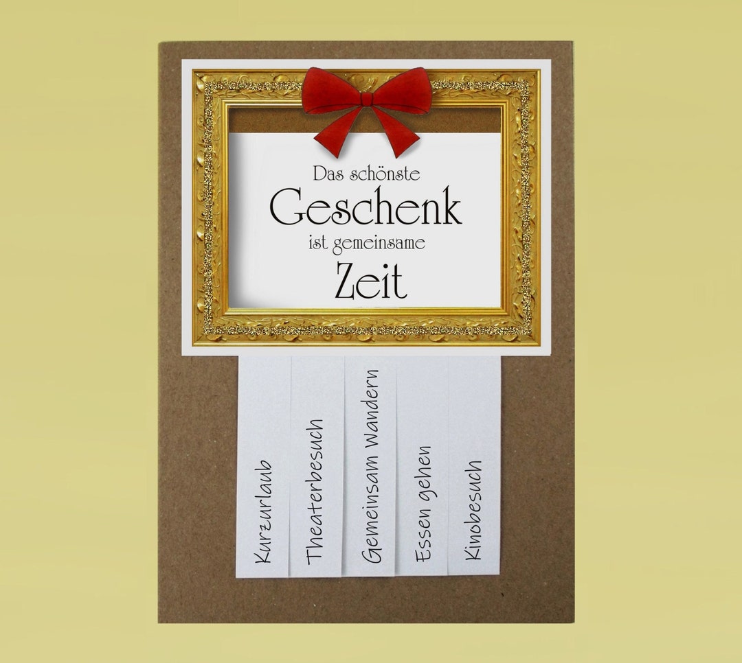 Gutschein Karte mit Umschlag Geschenk gemeinsame Zeit Etsy.de