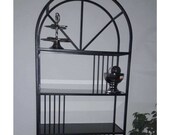 Black Metal Bookcase, 5-Tier Shelf Etagere Bookshelf with Glass