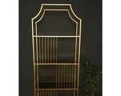 Gold Metal Bookcase, 4-Tier Shelf Etagere Bookshelf with Glass