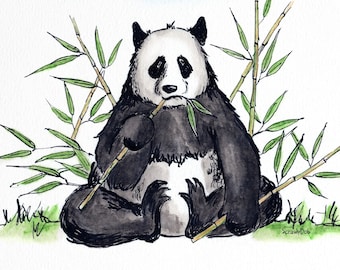 Roy, the bored Panda;  A4 signed Giclee Print