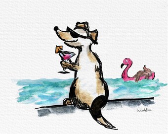 Dog's Life Giclée Art Print: Poolside Cocktail Dream