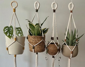 Custom color macrame plant hanger, decorative planter for scandi boho interior, beautiful ceiling houseplant holder, cottagecore home decor