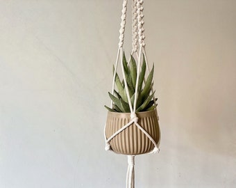 Rope plant hanger for houseplants lover, macrame pot holder for minimalist interior decor, hanging flower display, unique housewarming gift