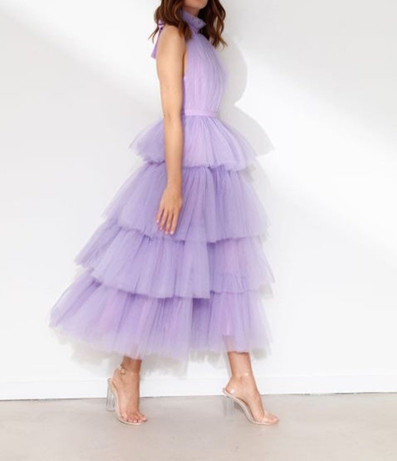 Lavender Wedding Guest Dress Mauve Tulle Dress Women Mauve Tea | Etsy