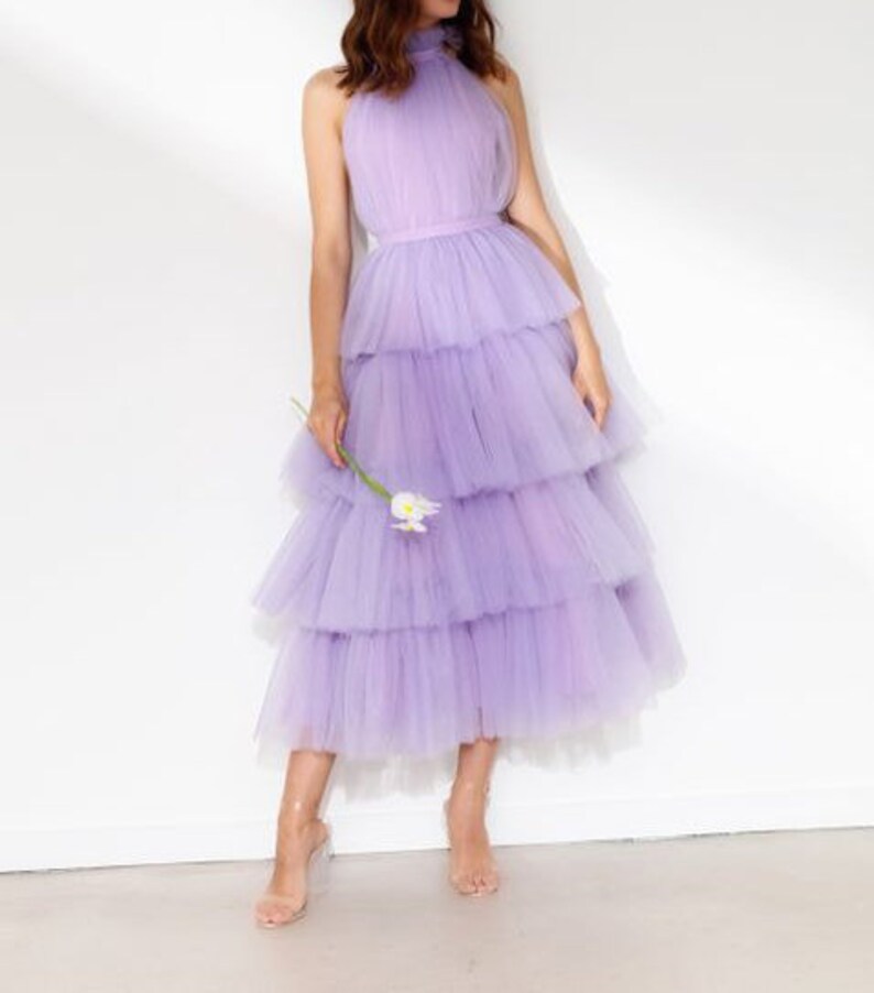Lavender Wedding Guest Dress Mauve Tulle Dress Women Mauve Tea | Etsy