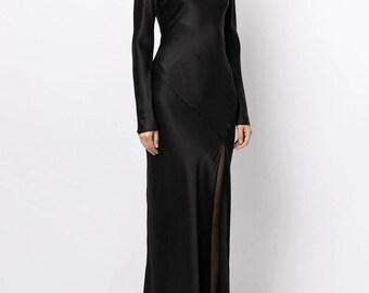 Natural Silk Slip Dress Black Midi 100 