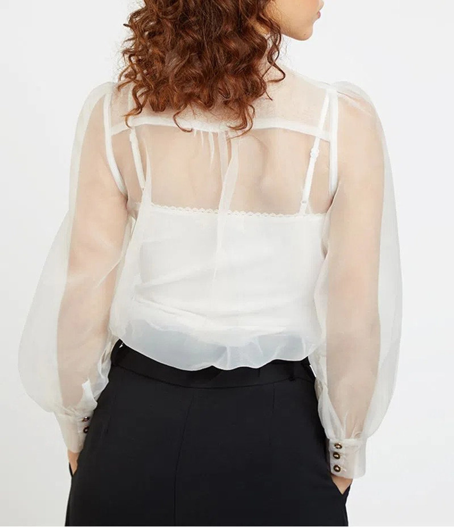 White Organza Shirt Sheer White Organza Stylish Shirt Organza Etsy