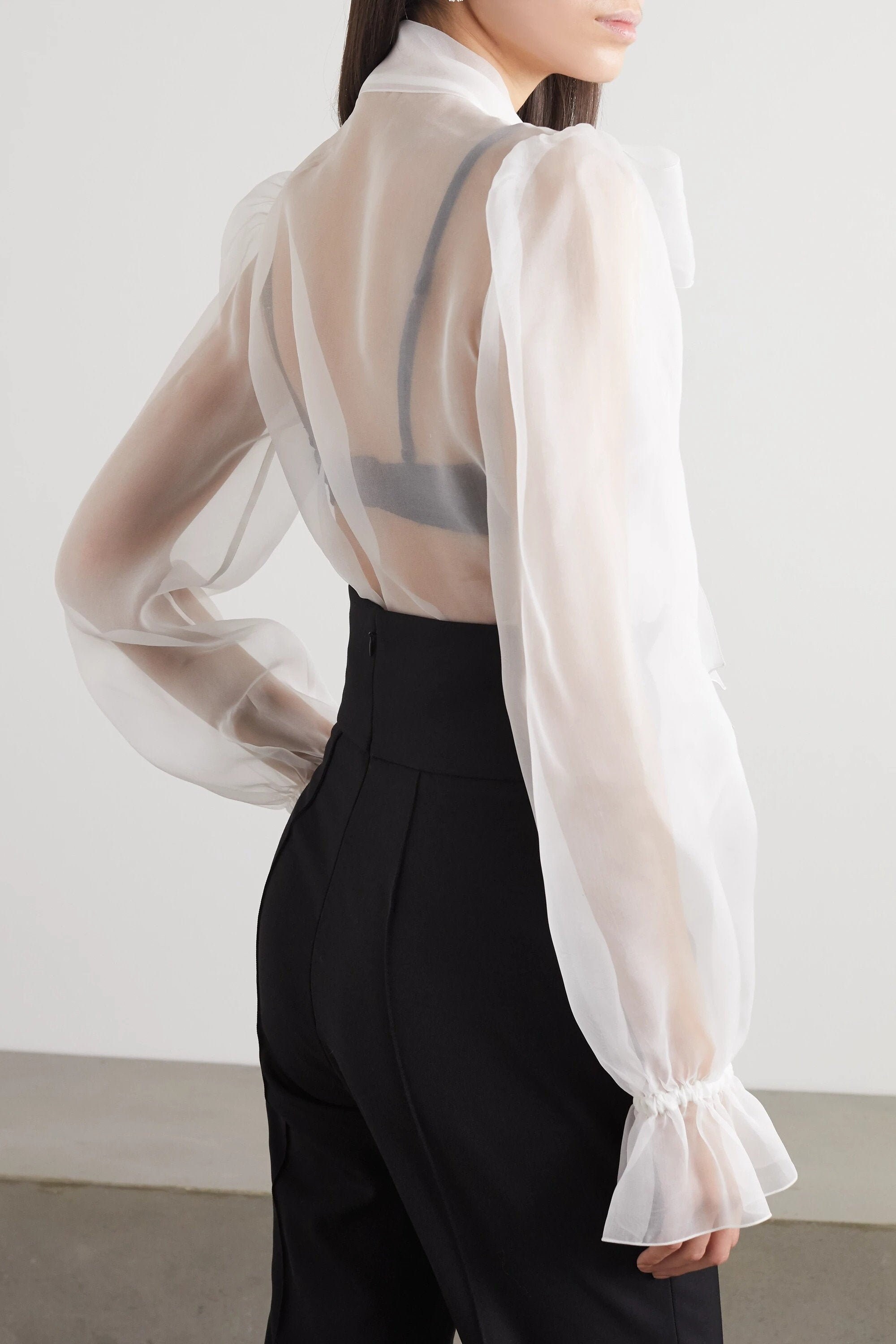 Organza Shirt Sheer White Organza Stylish Shirt Organza Silk Etsy