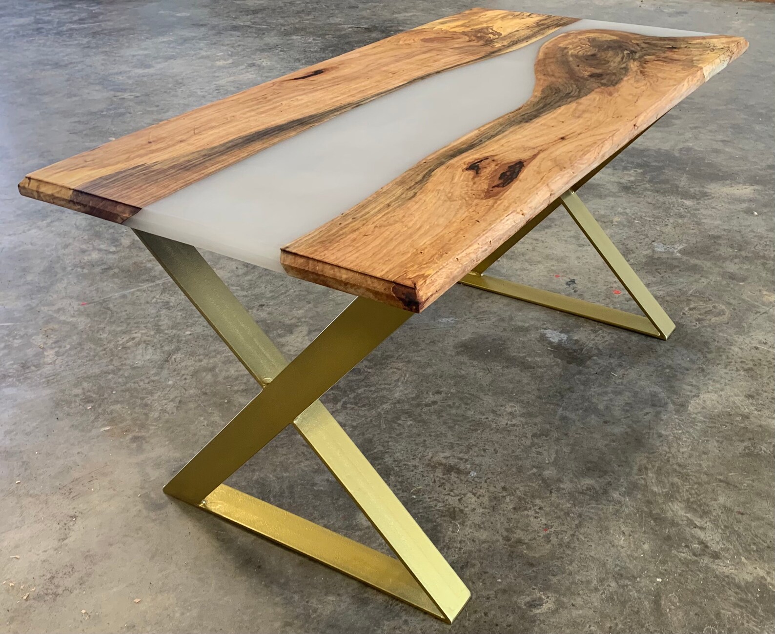 Live edge Pecan wood desk with epoxy Etsy