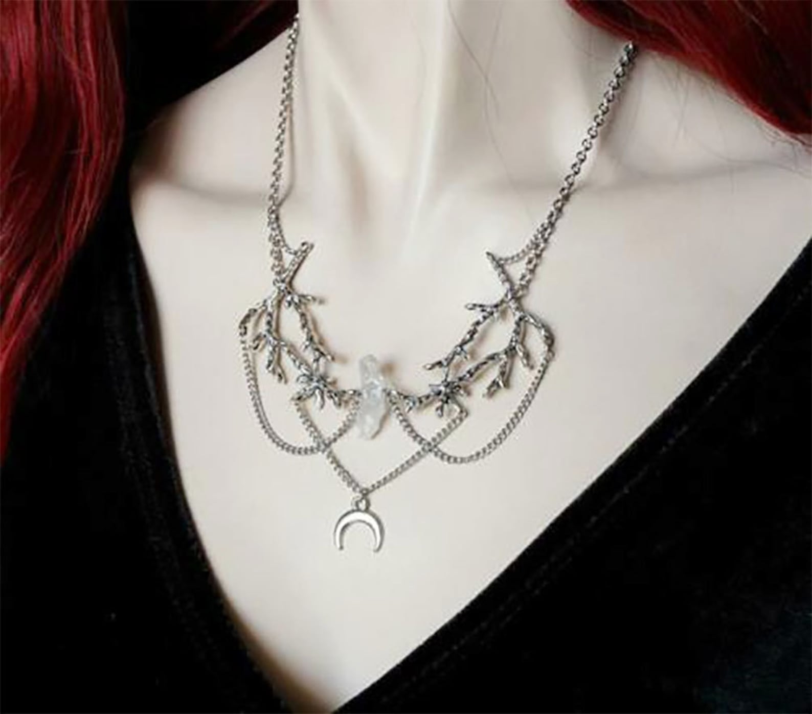 Witch Jewelry Branch Necklace Moon Gothic Woodland Etsy