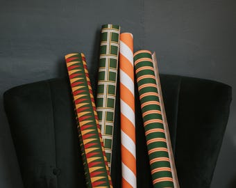Heritage Check & Stripe Christmas Wrapping Paper: 4-Meter Sheets