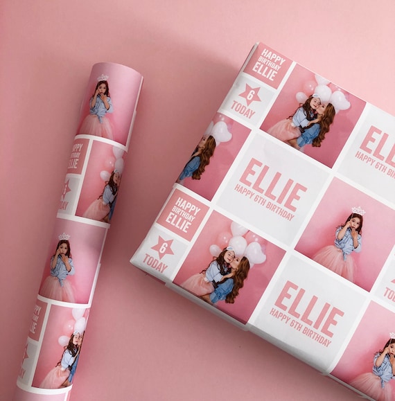Personalised Customised Mothers Day Photo Wrapping Paper Custom Birthday, Wedding Gift Wrap Special Occassion Photograph Roll Pink Mum Mummy