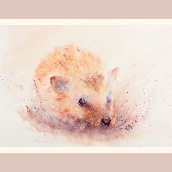 Giclée Print, Art Print, Cute Animal, A4, A3 - Print of original Watercolor Painting - Cute Hedgehog