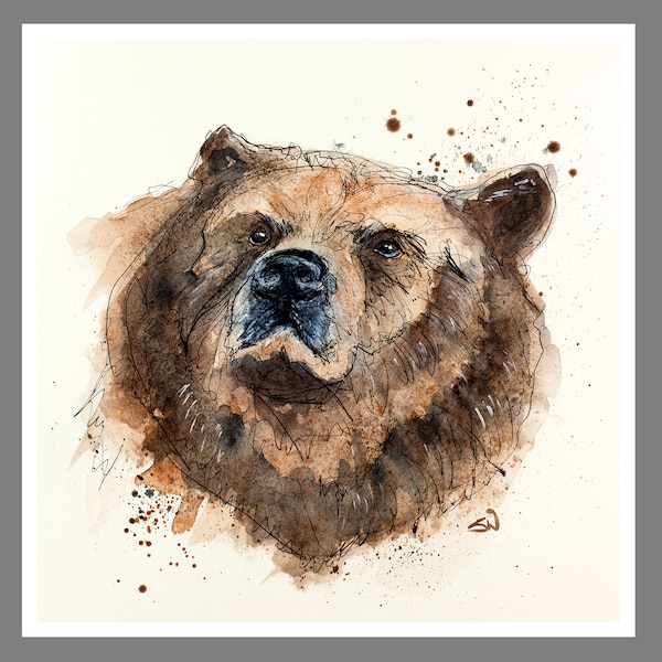 Bär Aquarell, Bear Watercolor Painting, Giclée Print, Art Print, Kunstdruck, Print of Original Painting
