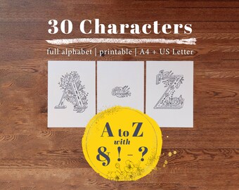 Páginas para colorear de flores del alfabeto para niños y adultos, hojas para colorear del alfabeto, nombres de niños imprimibles, rellenos de bolsas de fiesta sin plástico, decoraciones