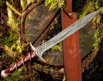VIKING SWORD Real Damascus Steel  with scabbard Beautiful Holiday Gift for him Medieval swords Best Christmas gift for husband Anniversary