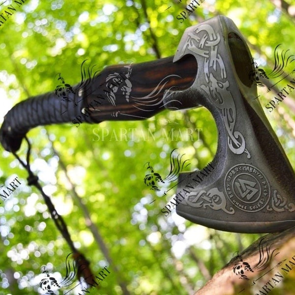 Beautiful Gift for Him, Forged Viking Axe, Custom Norse Axe, Gift for father, anniversary gift, Groomsmen gifts, Nordic Axe-Battle Axe