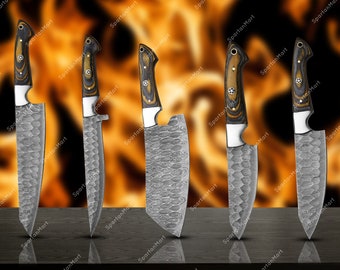 BBQ CHEF Forged Knives, Beautiful Gift for her, high quality kitchen knives, Damascus steel, Best MOTHERS Day Gift
