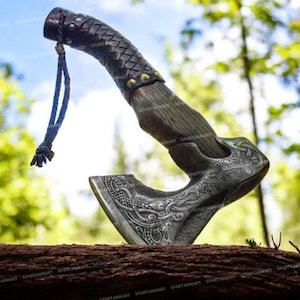 Personalized Viking axe | Custom Engraved Hand-Forged hatchet, Best Man Gift, Groomsmen Gift, Birthday or Christmas Gift for Him Medieval Axe