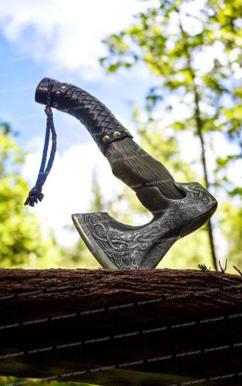 Personalized Viking axe | Custom Engraved Hand-Forged hatchet, Best Man Gift, Groomsmen Gift, Birthday or Christmas Gift for Him Medieval Axe