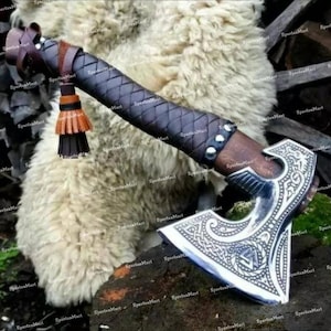Hand-Forged Viking Axe | Custom Decorative Bearded Axe with Ashwood Handle | Unique Gift for Him, Birthday or Christmas