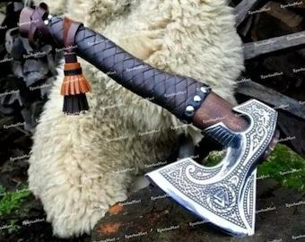 Hand-Forged Viking Axe | Custom Decorative Bearded Axe with Ashwood Handle | Unique Gift for Him, Birthday or Christmas