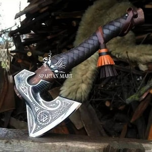 Personalized Viking axe | Custom Engraved Hand-Forged hatchet, Best Man Gift, Groomsmen Gift, Birthday or Christmas Gift for Him