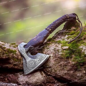 Personalized Viking axe | Custom Engraved Hand-Forged hatchet, Best Man Gift, Groomsmen Gift, Birthday or Christmas Gift for Him Valknut Axe