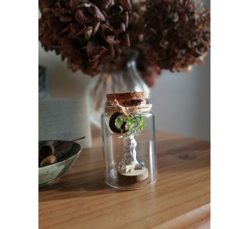 Good luck charm in a glass jar with a moon cat charm image 1