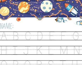 Space-Themed Writing Practice Sheets