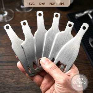 Bottle opener DXF File, Opener Keychain SVG, 6 Iconic Drink Silhouette, Metal CNC Laser Cutting