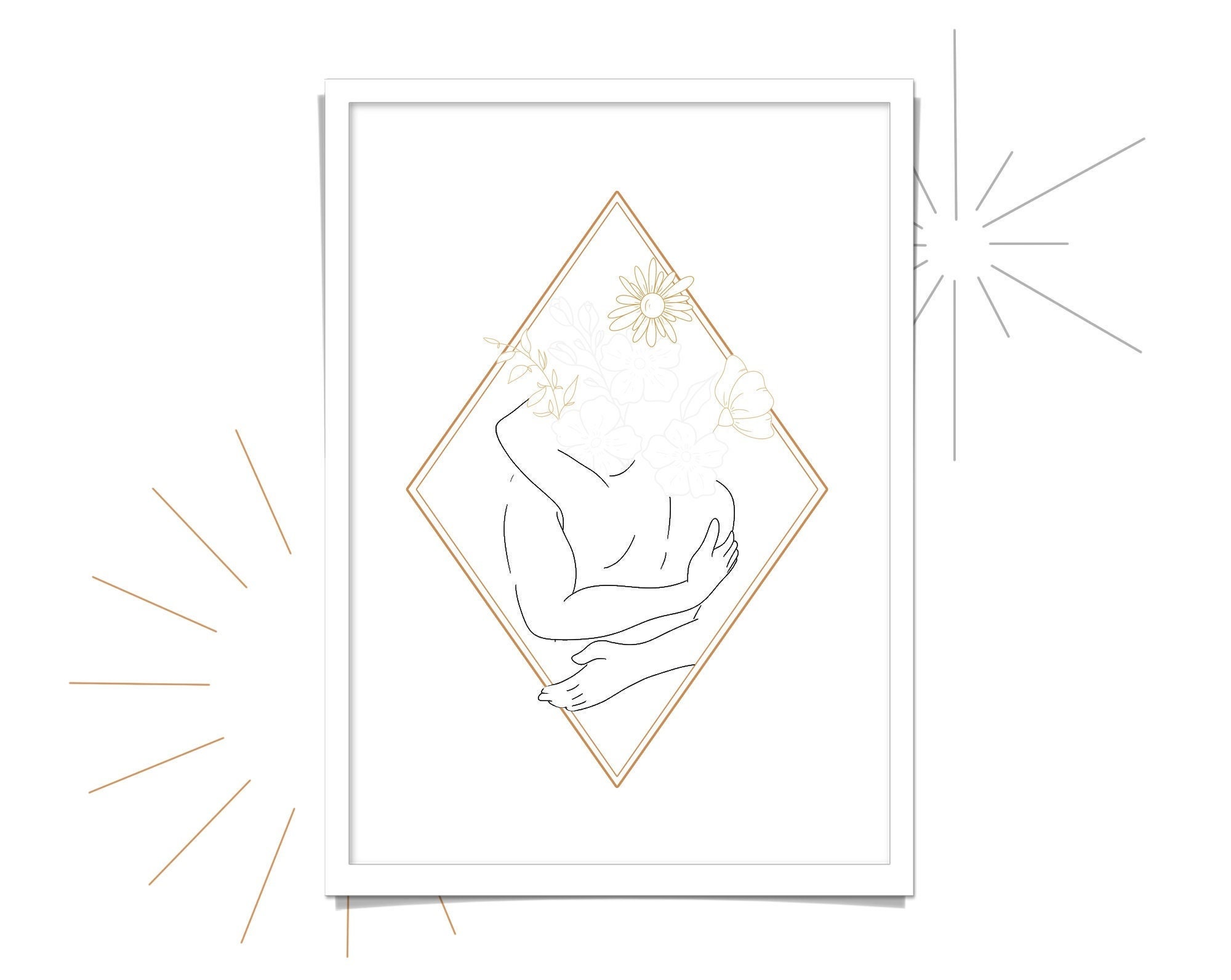 Affiche Couple Silhouettes Enlacées