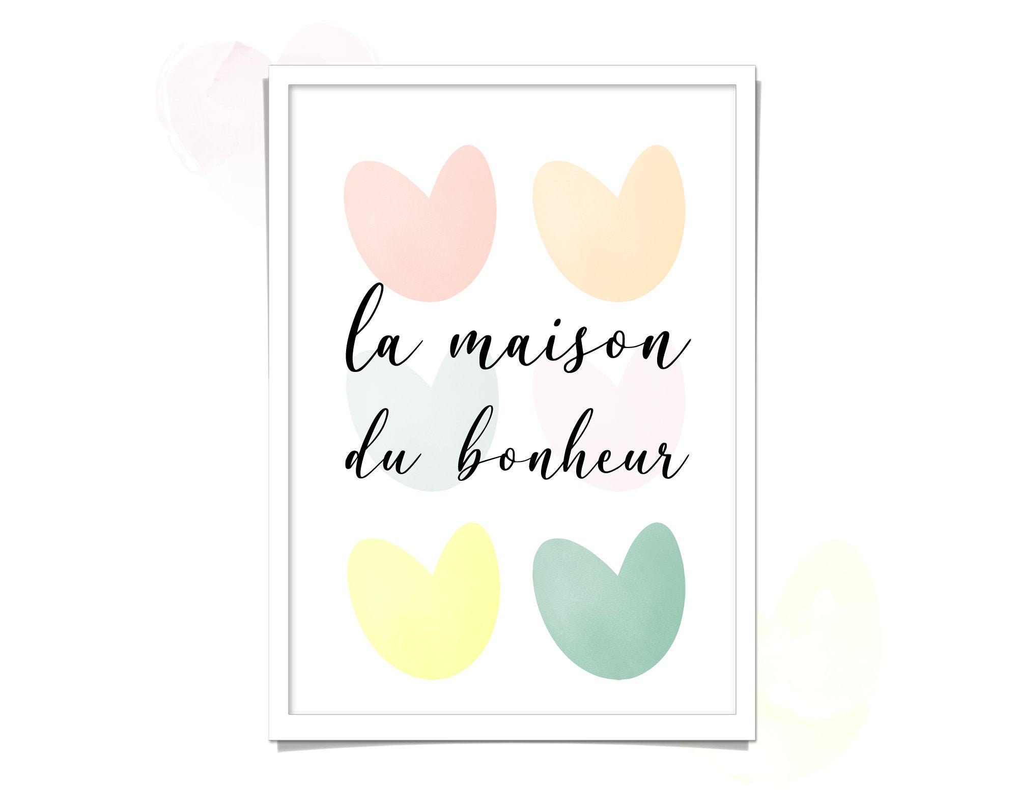 Affiche Coeurs Maison Du Bonheur