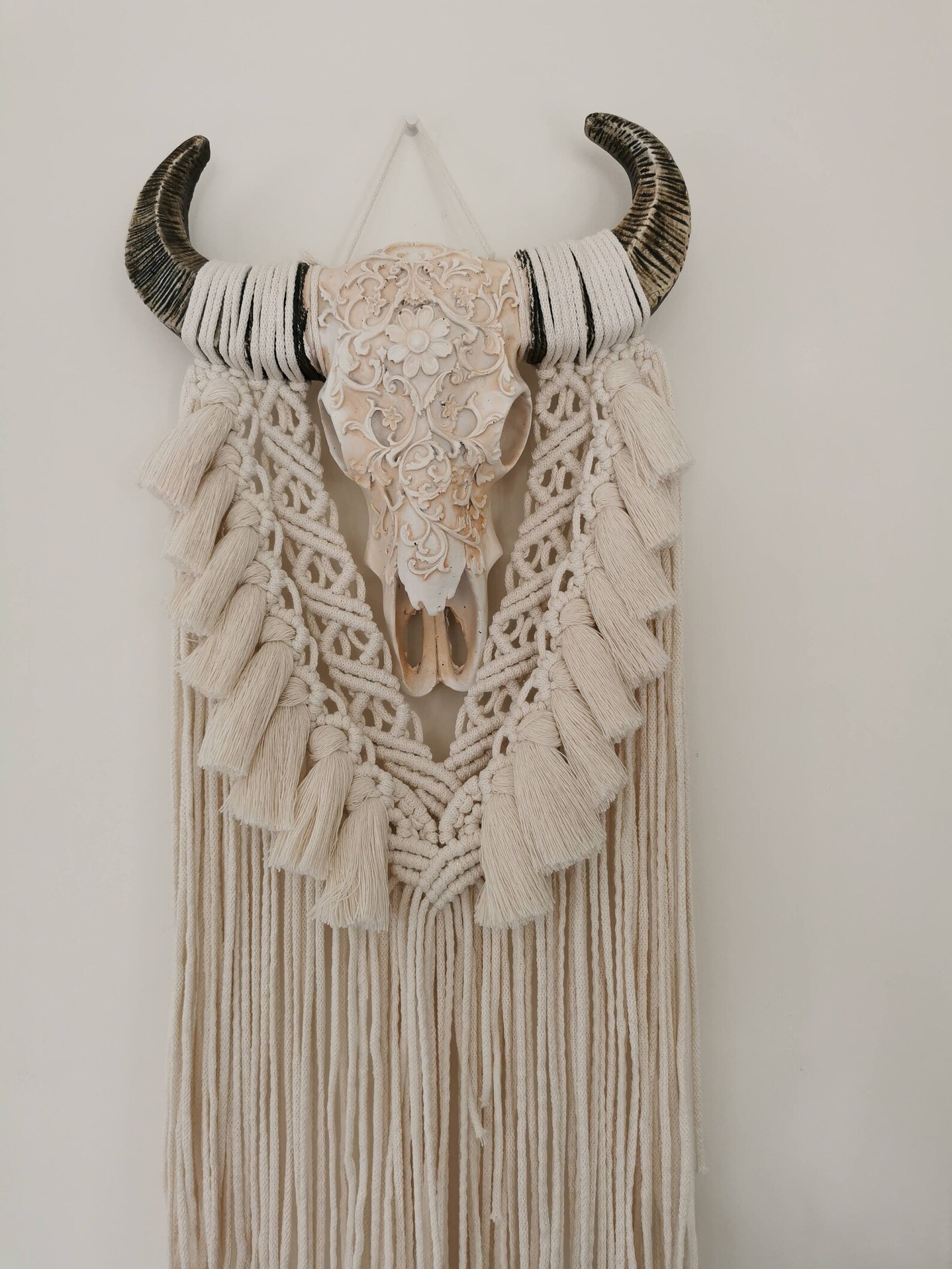 Cow Skull Faux Cow Skull Macrame Cow Skull Boho Cow Skull | Etsy