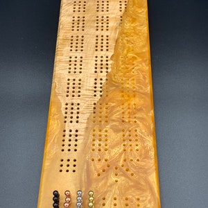 Maple Burl/Epoxy Cribbage Board! READY TO SHIP!