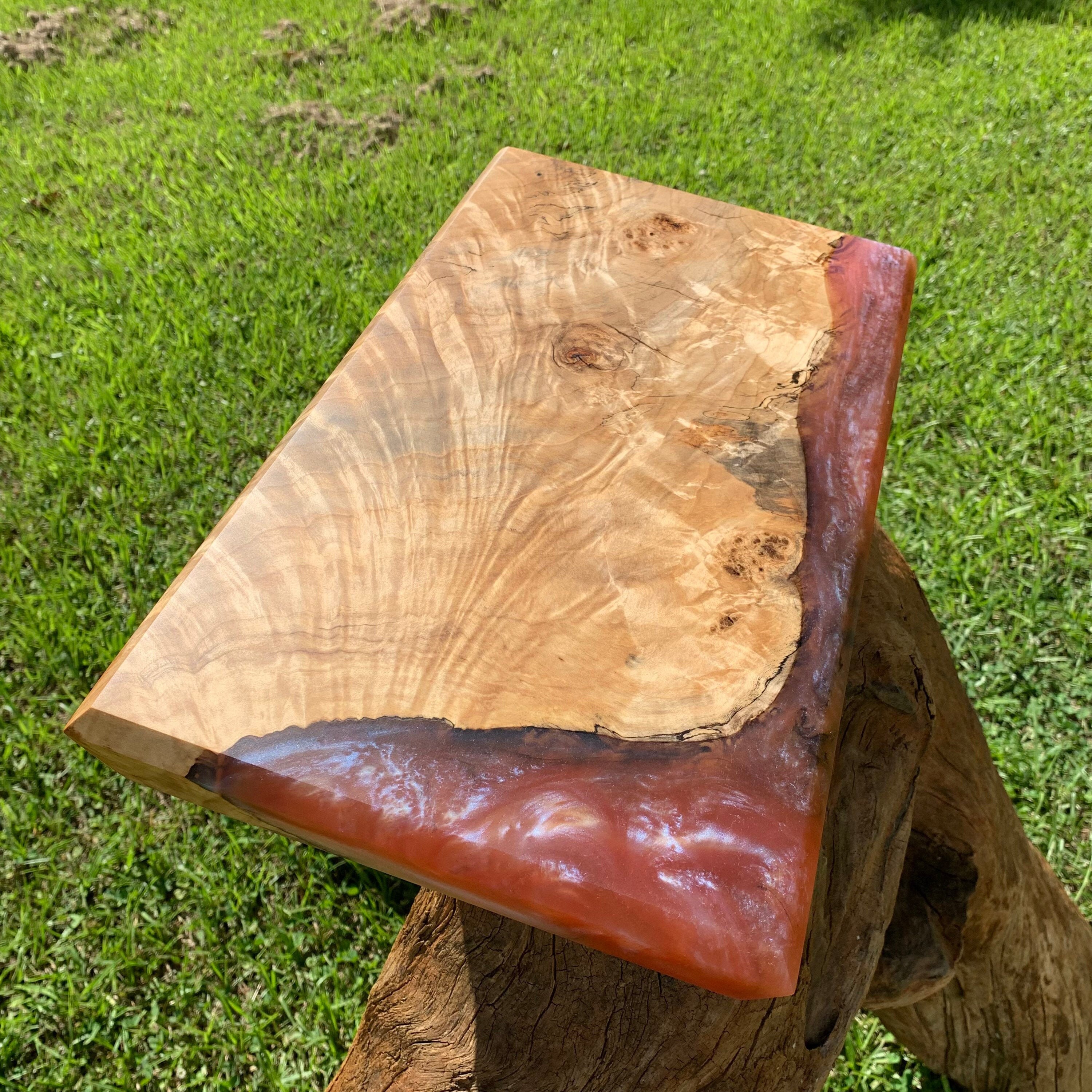 HIGHLY figured Maple and epoxy charcuterie board Etsy