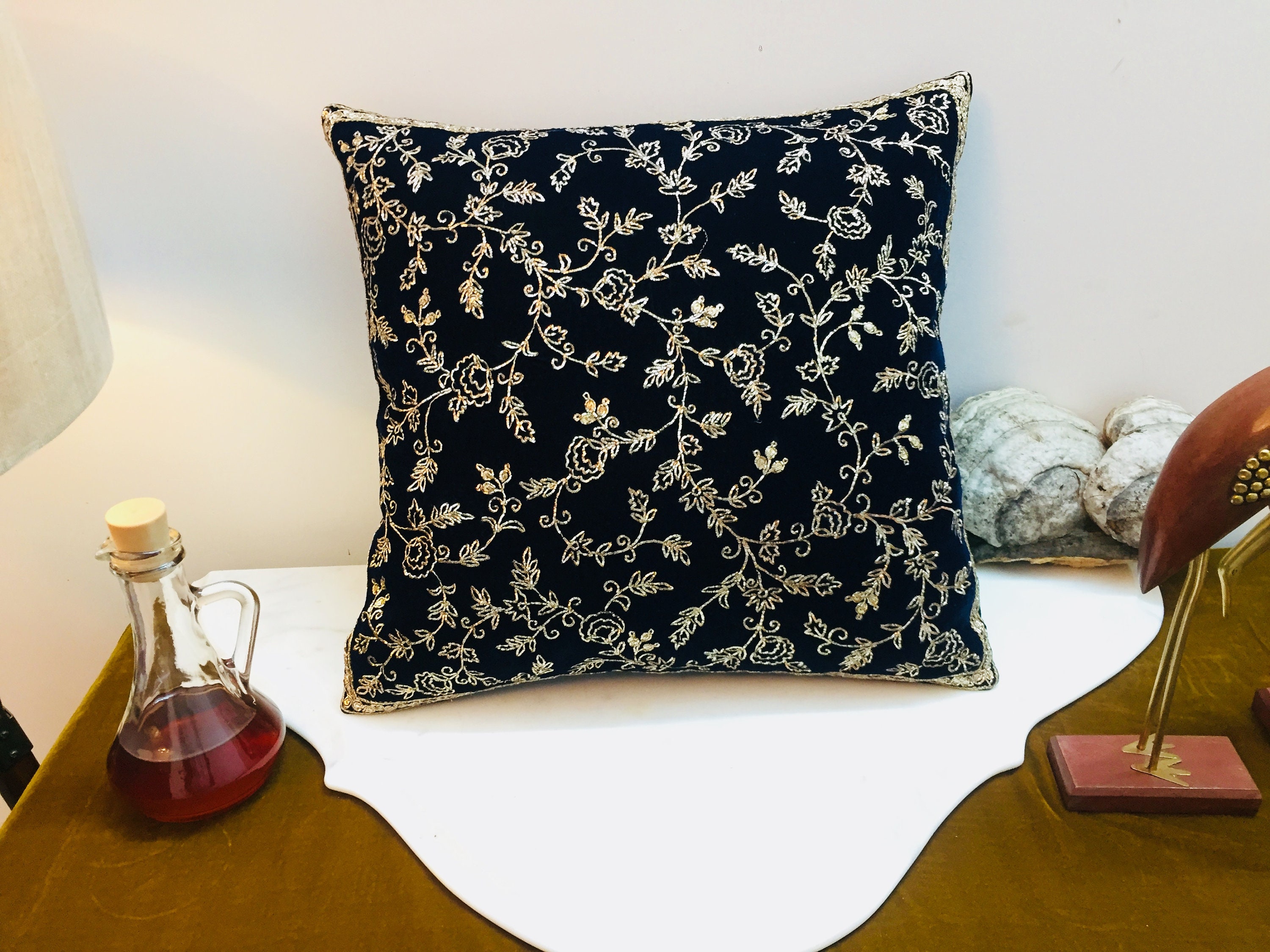 Navy Blue Velvet Cushion Cover Etsy