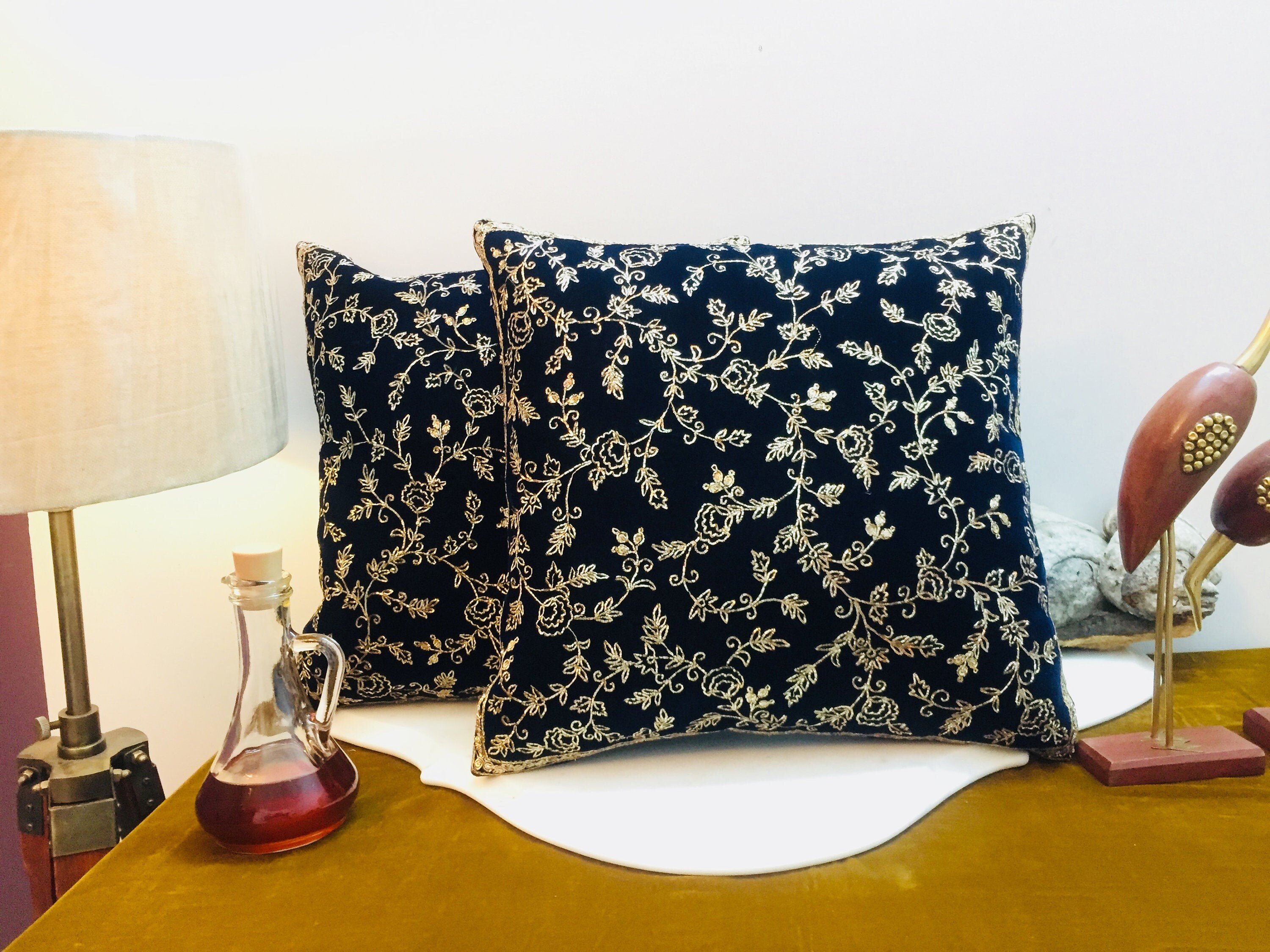 Navy Blue Velvet Cushion Cover Etsy