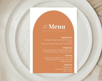 Terracotta Wedding Menu Card | Arched Wedding Menu Card | Boho Wedding Menu Card | Menu Template | Printable Menu Card | Editable Menu Card