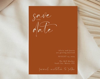 Warm Terracotta Wedding Save the Date Card | Boho Desert Wedding Save the Date Card | Editable Printable Save the Date |Desert Save the Date