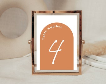 Terracotta Wedding Table Number Template | Table Number Template | Arched Table Number | Printable Table Number | Boho Wedding Table Number