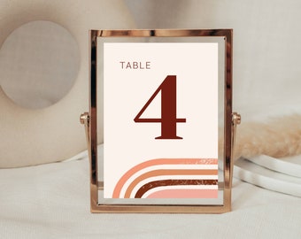 Retro Wedding Table Number Template | Wedding Table Number Template | Printable Table Number | 70s Wedding Table Decor | Boho Wedding Table