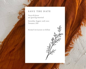 Botanical Wedding Save the Date Template | Printable Wedding Save the Date | Floral Wedding Save the Date Card | Editable Save the Date Card